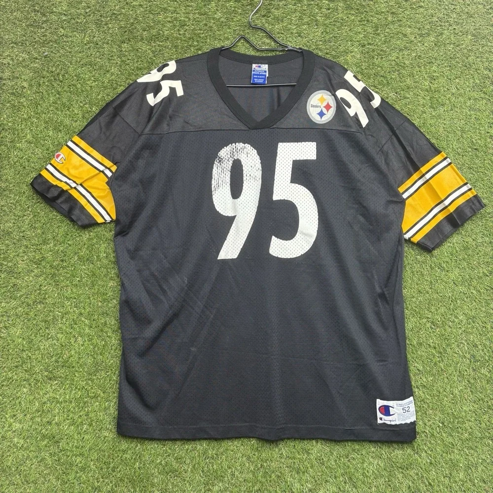 Vintage Pittsburgh Steelers Champion Jersey Mens 52 Greg Lloyd #95 NFL Football